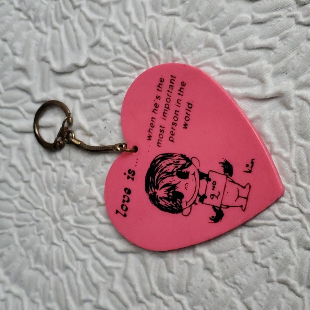 Rare Vintage 60s/70s Love is Keychain, Signed Kim